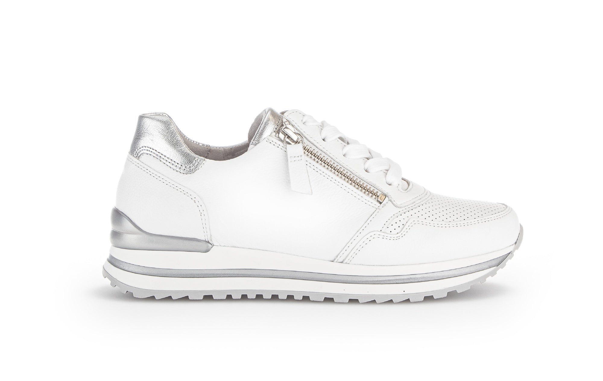 Baskets blanches en cuir lisse – Gabor