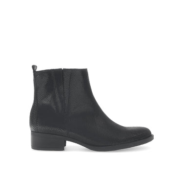 Bottines noires en cuir imprimé reptile