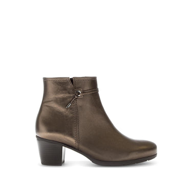 Bottines kaki en cuir lisse