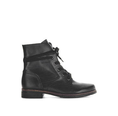 Bottines à lacets noires en cuir lisse