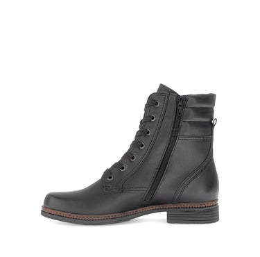 Bottines à lacets noires en cuir lisse