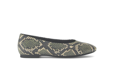 Ballerines vertes en cuir imprimé reptile