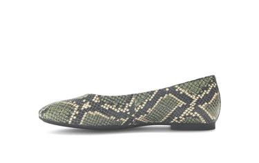 Ballerines vertes en cuir imprimé reptile