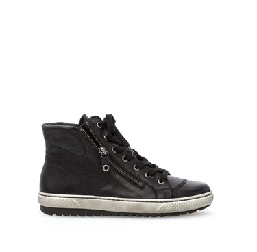 Baskets montantes noires en cuir gras