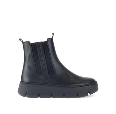 Bottines noires en cuir lisse