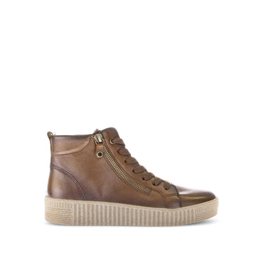 Baskets montantes marron en cuir lisse