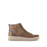 Baskets montantes marron en cuir lisse