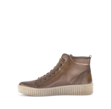 Baskets montantes marron en cuir lisse