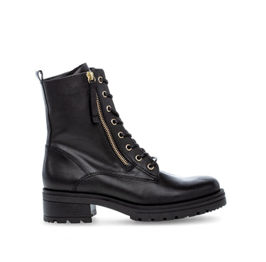 Bottines à lacets noires en cuir lisse