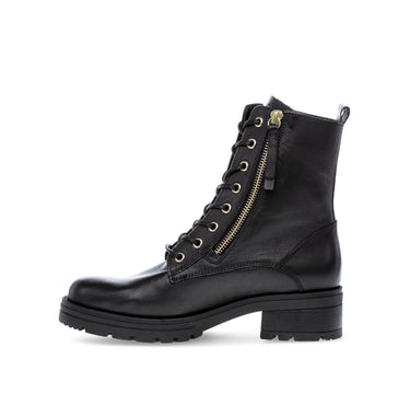 Bottines à lacets noires en cuir lisse