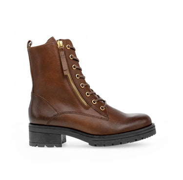 Bottines à lacets marron en cuir lisse