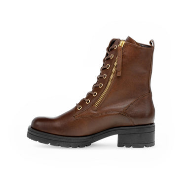 Bottines à lacets marron en cuir lisse