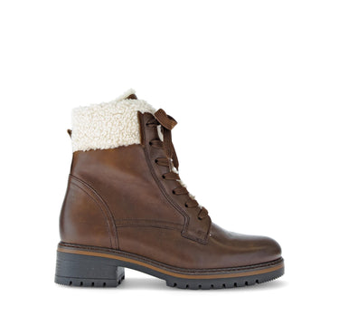 Bottines à lacets marron en cuir lisse