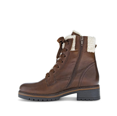 Bottines à lacets marron en cuir lisse