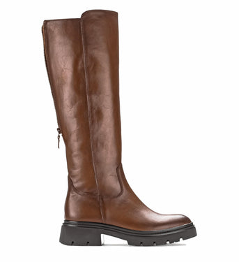 Bottes marron en cuir lisse