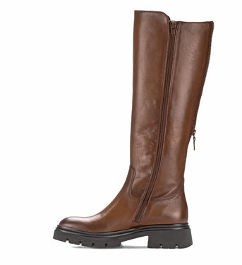 Bottes marron en cuir lisse
