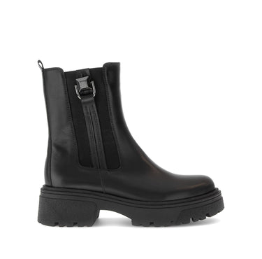 Bottines noires en cuir lisse