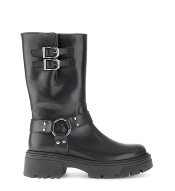 Bottines mid noires en cuir lisse