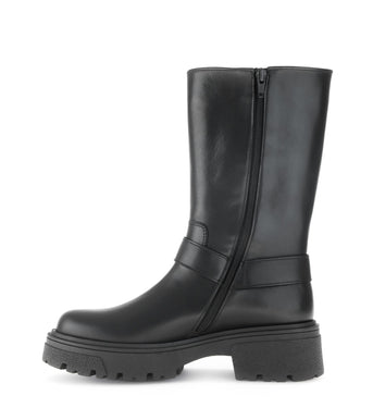 Bottines mid noires en cuir lisse