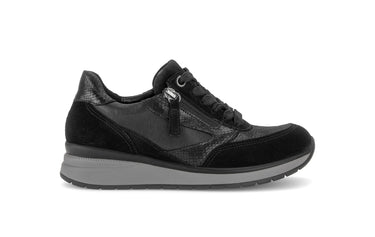 Baskets noires en cuirs combinés