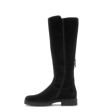 Bottes noires en cuirs combinés