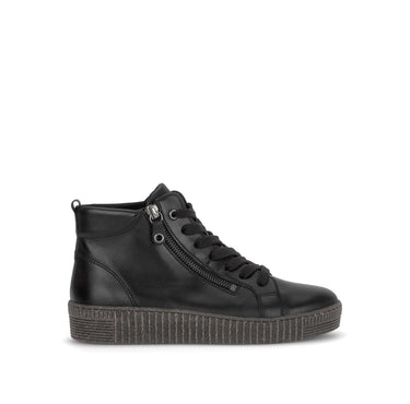 Baskets montantes noires en cuir lisse