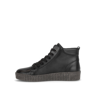 Baskets montantes noires en cuir lisse