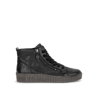 Baskets montantes noires en cuir gras