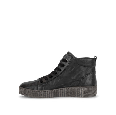 Baskets montantes noires en cuir gras