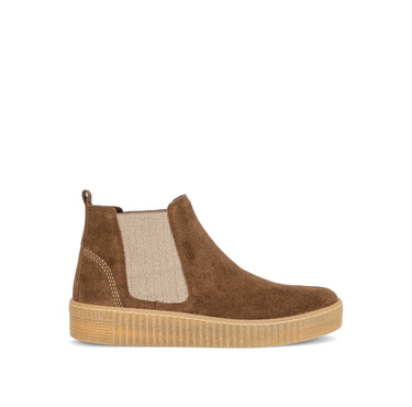Bottines beiges en cuir velours
