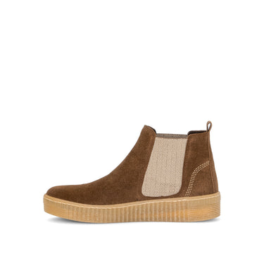 Bottines beiges en cuir velours