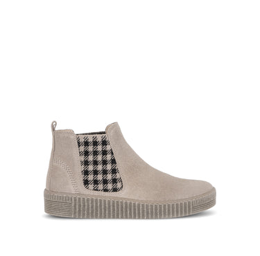 Bottines beiges en cuir velours