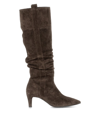 Bottes marron en cuir velours