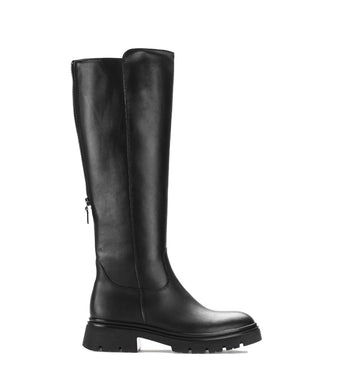 Bottes noires en cuirs combinés