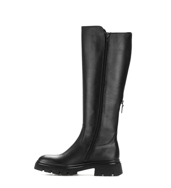 Bottes noires en cuirs combinés