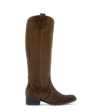 Bottes cognac en cuir velours