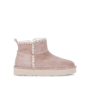 Bottines roses en cuir velours