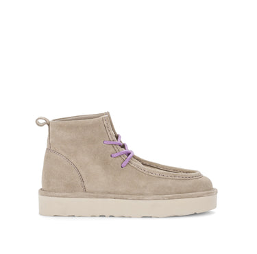 Bottines beiges en cuir velours