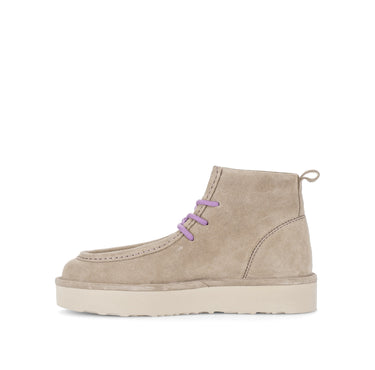 Bottines beiges en cuir velours