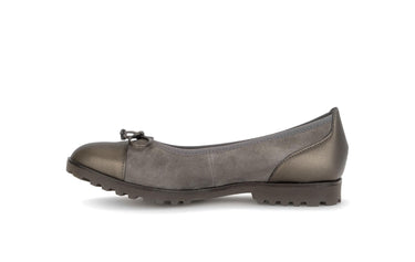 Ballerines beiges en cuirs combinés