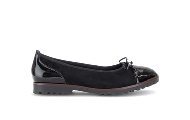 Ballerines noires en cuirs combinés