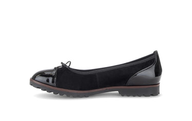 Ballerines noires en cuirs combinés