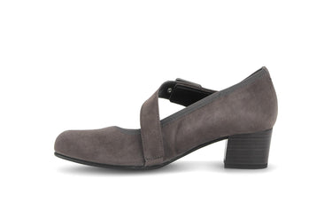 Escarpins beiges en cuir velours