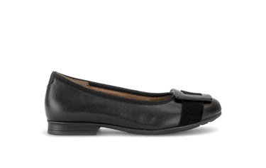 Ballerines noires en cuirs combinés