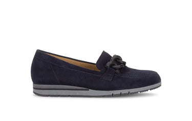Mocassins bleus en cuir velours