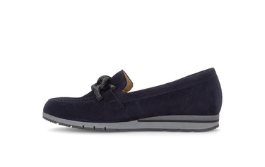 Mocassins bleus en cuir velours