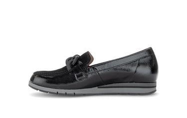 Mocassins noirs en cuirs combinés