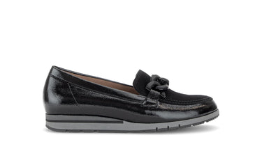 Mocassins noirs en cuirs combinés