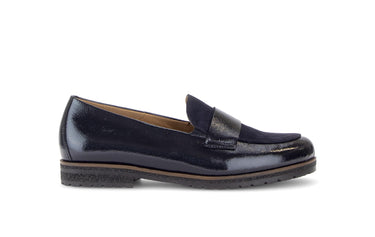 Mocassins bleus en cuirs combinés