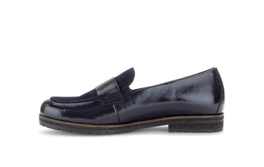 Mocassins bleus en cuirs combinés